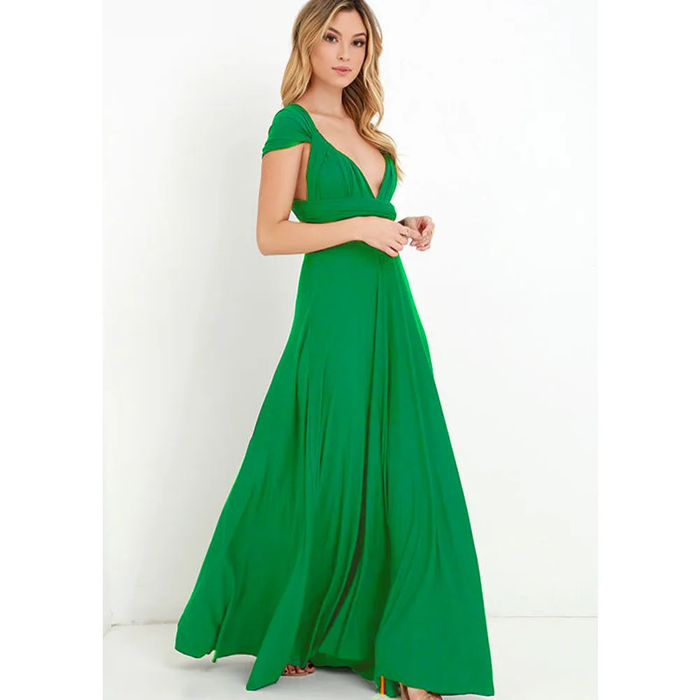 Grass green Sexy dress Multiway Wrap Convertible Boho Maxi Club Red Dress Bandage Long Dress Party Bridesmaids Infinity Robe Longue Femme - Цвет: Grass green