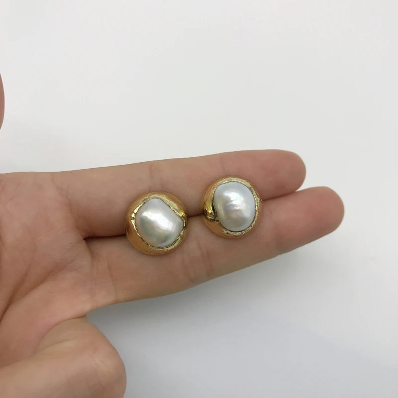 5 пар/партия, серьги-гвоздики с натуральным жемчугом