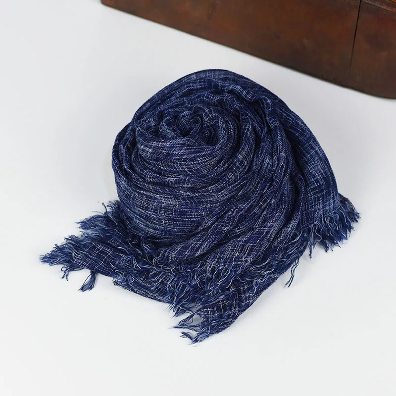Весенний хлопковый шарф 2018 брендовый однотонный для мужчин джинсовые синие