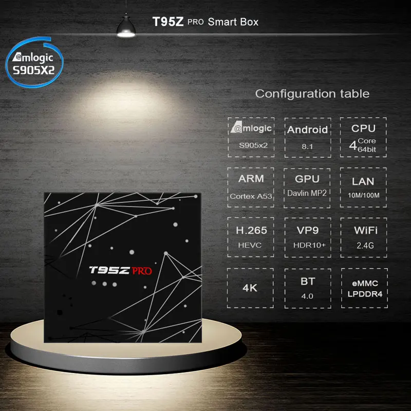Новейший Android 8 1 Smart TV BOX T95Z Pro Amlogic S905X2 4 ГБ USB3.0 H.265 4K Гб 64 опционально 2 4G WIFI