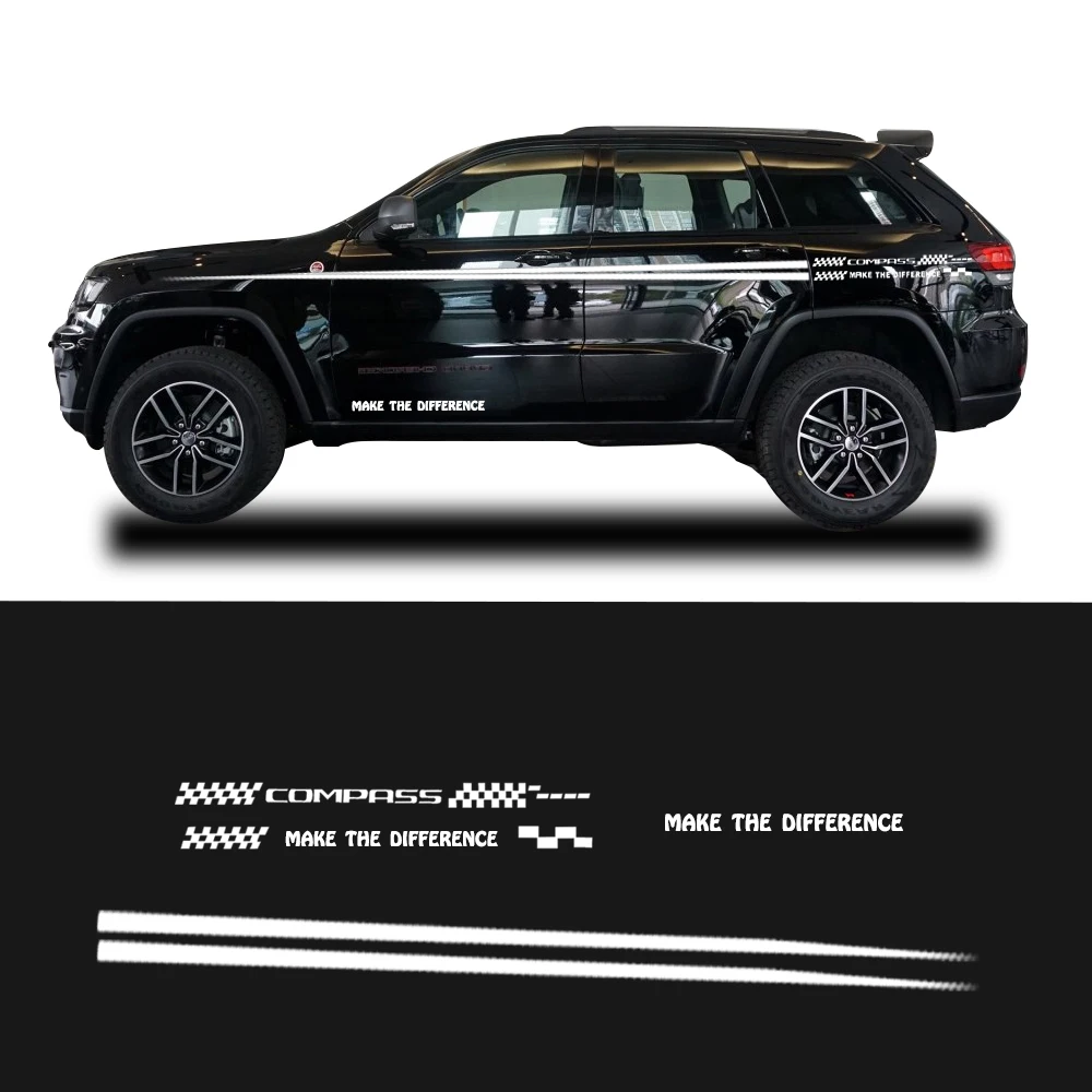 White Автомобильные аксессуары для Jeep Compass хэтчбек седан SUV Автомобильная боковая наклейка на тело наклейки самостоятельное украшение на заказ логотип автомобиля наклейки 280 см - Название цвета: White
