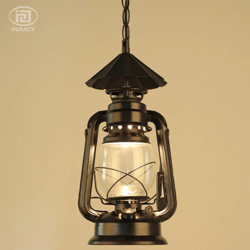 Винтажный Лофт фонарь керосиновые подвесные лампы Железный стеклянный