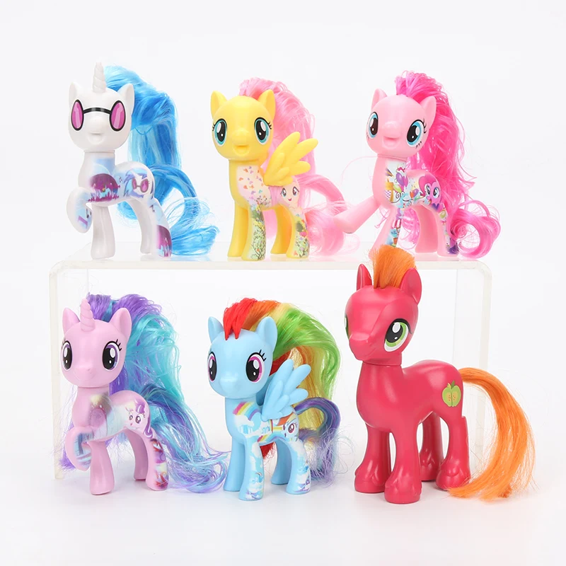 6 шт. My Little Pony Игрушечные лошадки фильма Рэйнбоу Дэш DJ pon-3 большой McIntosh Пинки Пай редкость ПВХ фигурку коллекционная модель куклы