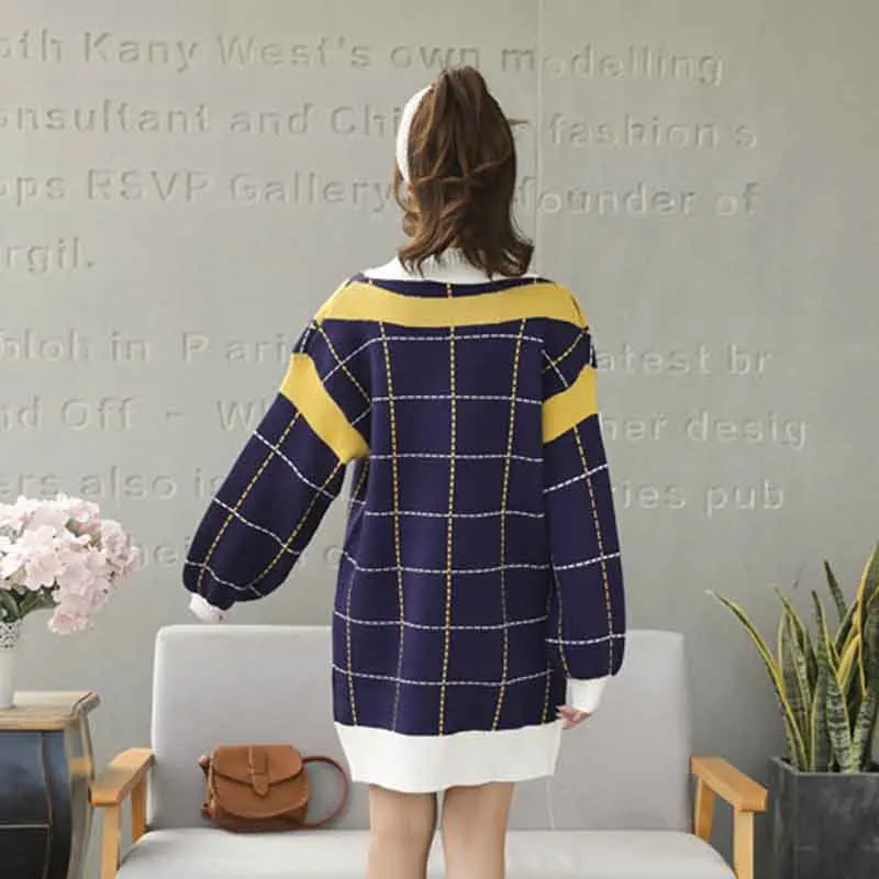 Loose Knitted Sweater V Neck Female 2018 Women Sweaters dress Pullovers Autumn Long Sleeve Jumper | Женская одежда