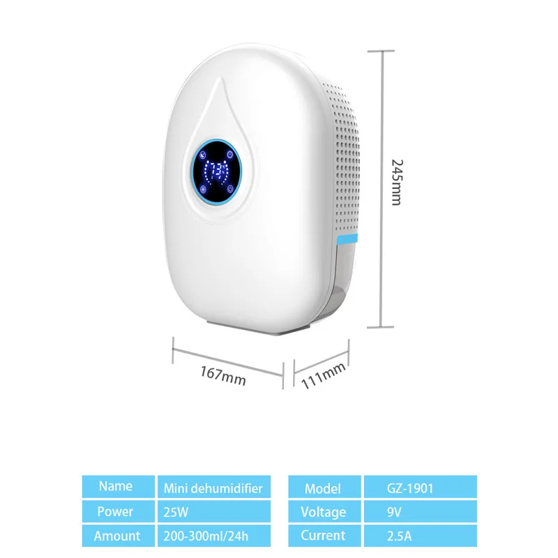 

500ML Electric Air Dehumidifier for Home Portable Moisture Absorbing Air Dryer with Auto-off and LED indicator Air Dehumidifier