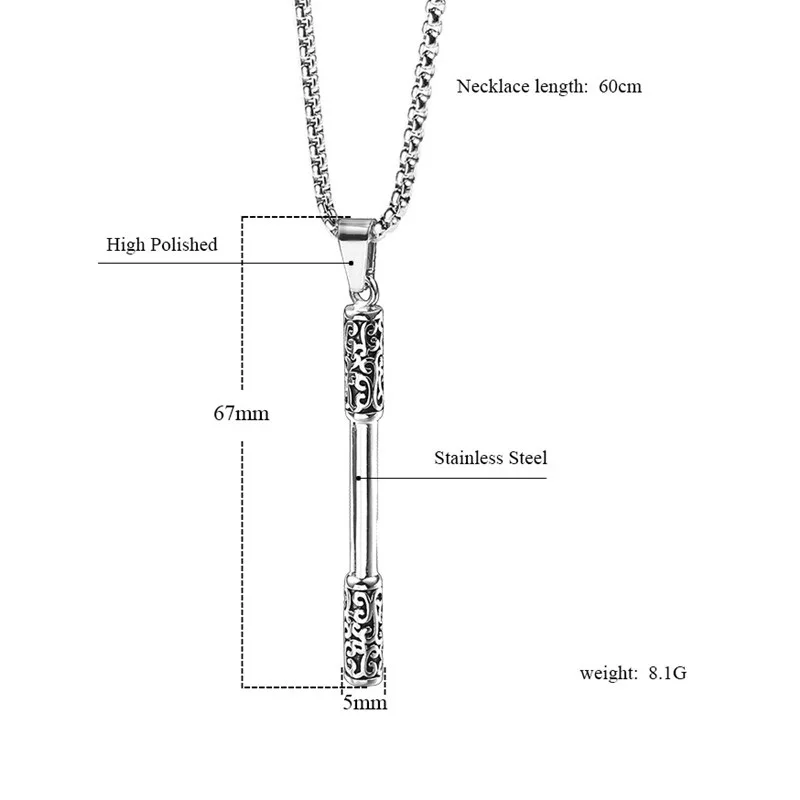 Для мужчин палку кулон Цепочки и ожерелья серебро Цвет Стиль Jewellery панк