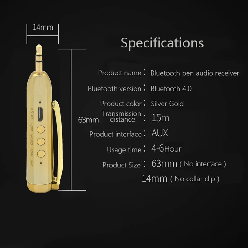 Bluetooth Pens Car Receiver AUX Speaker Audio Companion Stereo Wireless Hands free Receive Call | Электроника
