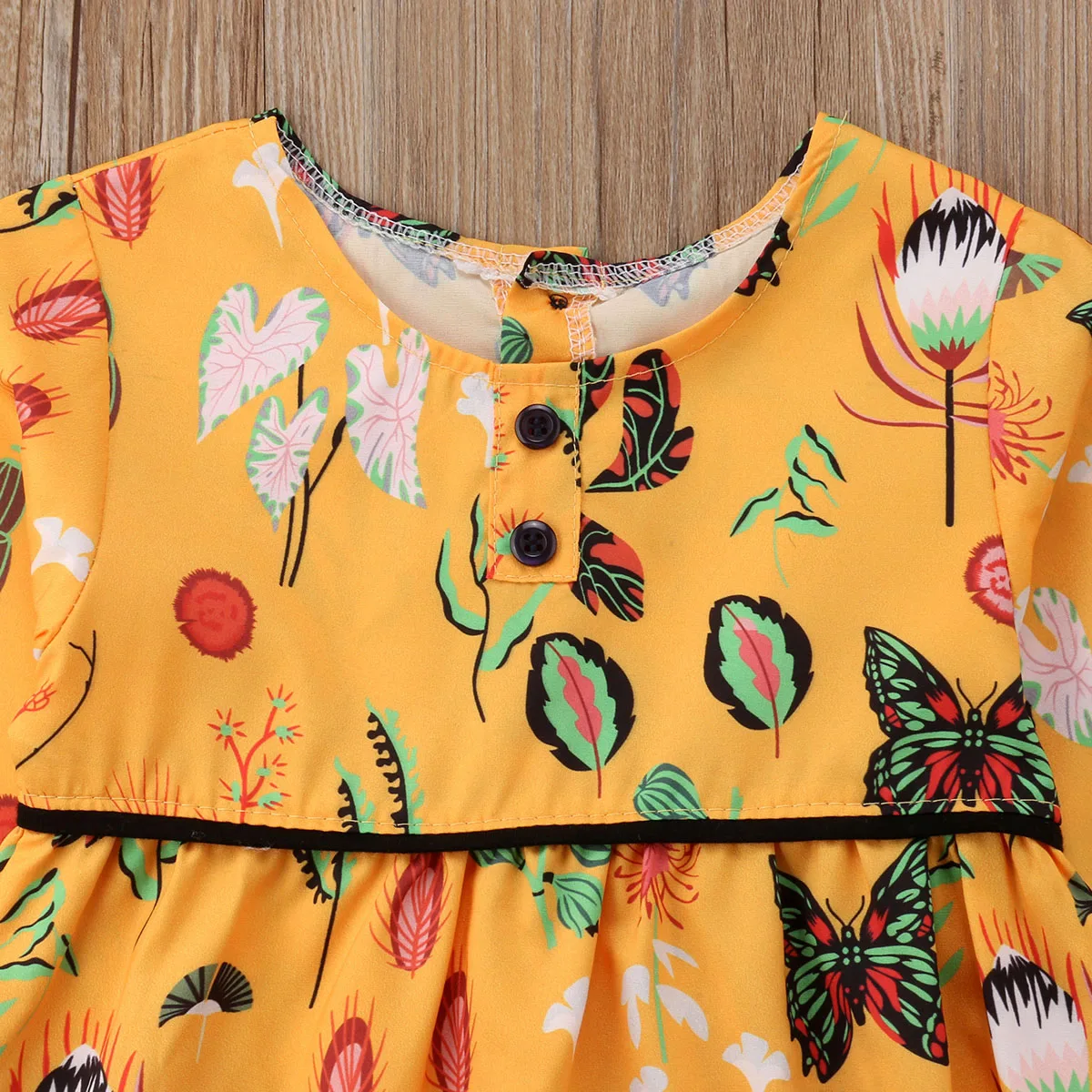 Toddler Baby Girl Dress Floral Long Sleeve Cute Mini Princess Party Clothes Girls Clothing Fashion 6M-4Y | Детская одежда и обувь