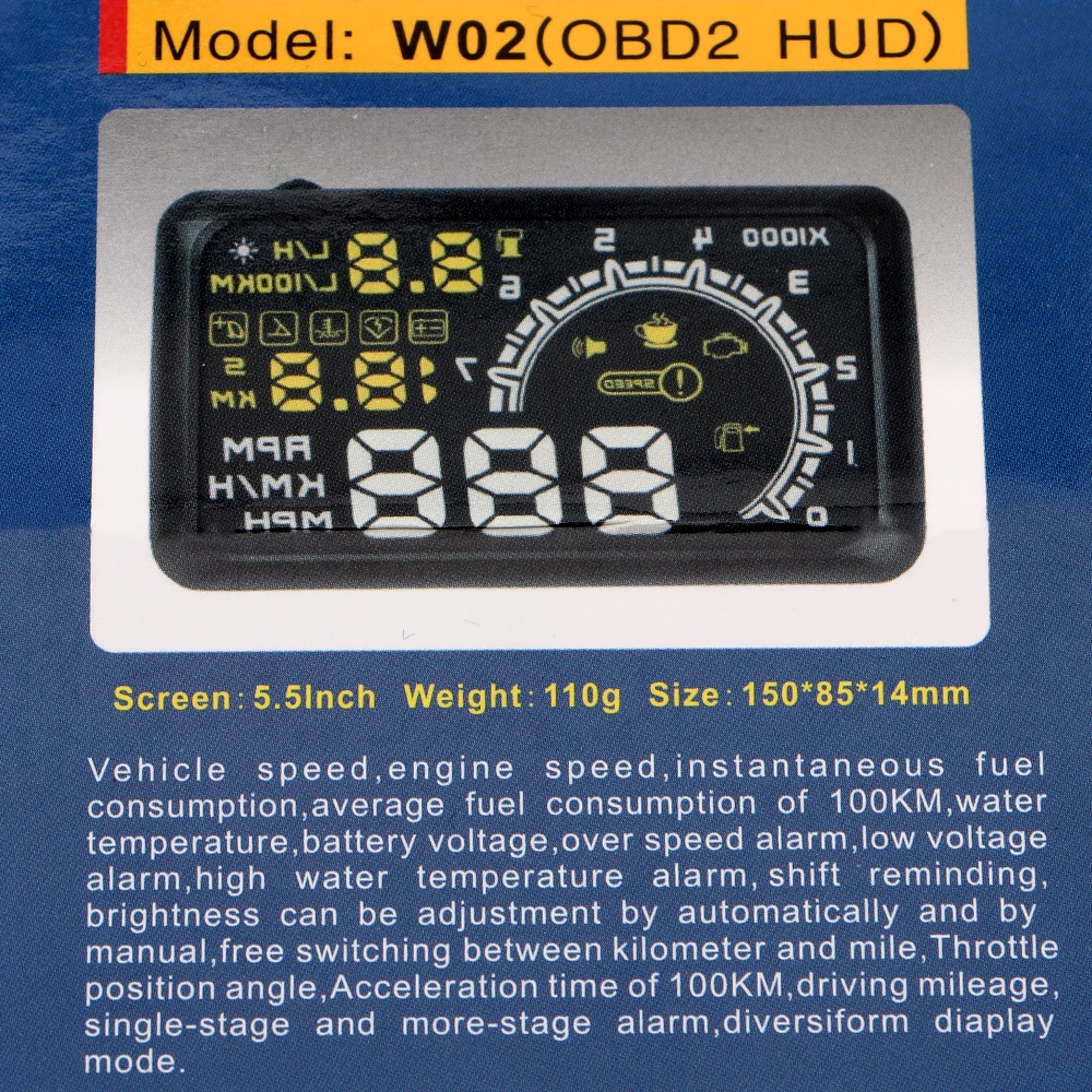 Универсальный 5 дюймов OBD2 авто HUD Дисплей спидометры превышение скорости