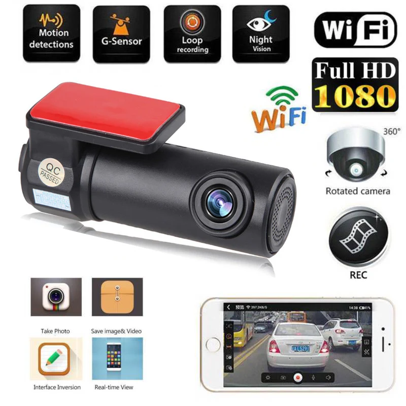1080P wifi Автомобильный видеорегистратор приборная панель камера 170 градусов