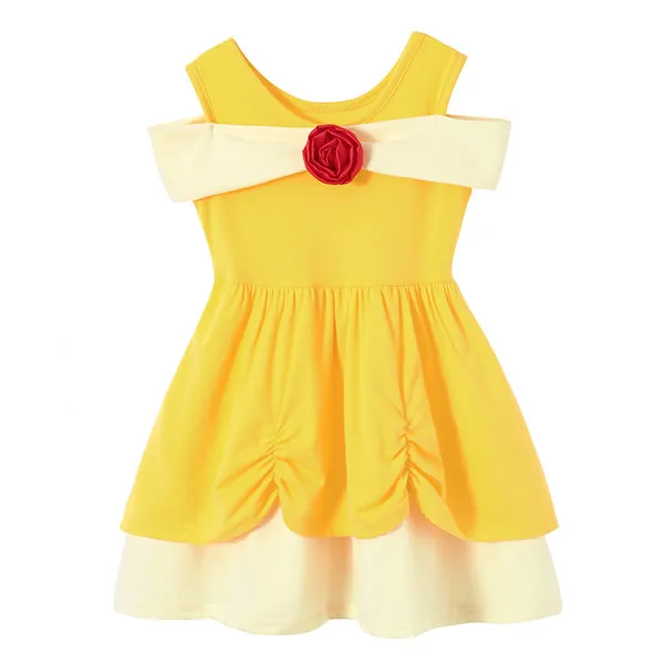 Belle Dress Платье для маленьких девочек с изображением Микки Мауса; детские маскарадные костюмы Ариэль; летнее платье принцессы Белоснежки для маленьких девочек; костюмы Белль - Цвет: Belle Dress