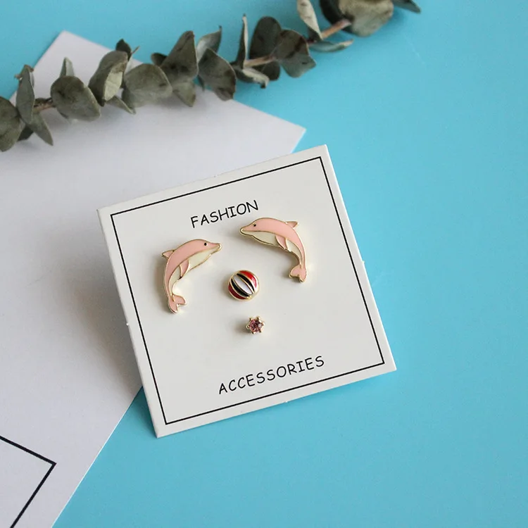 Бесплатная доставка 10 компл./лот модные аксессуары эмали Dolphin Stud Earrings Set |