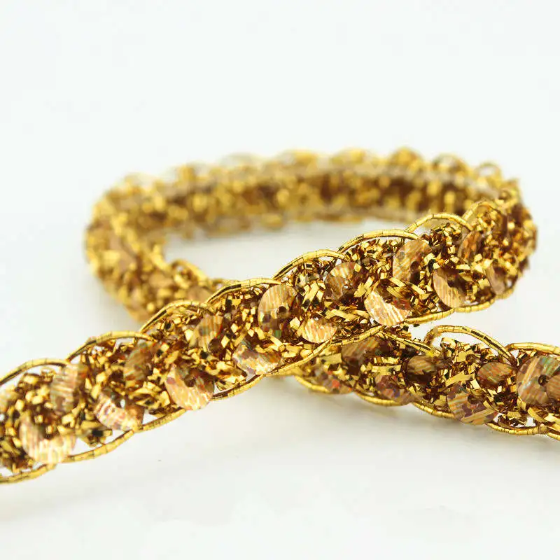 DoreenBeads расшитая блестками кружевная отделка Золотая лента кружево рукоделие