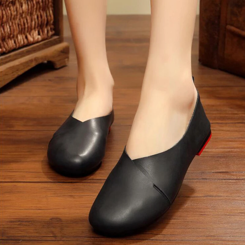 Женские туфли ручной работы из натуральной кожи размеры 34 43|flat shoes|genuine leather women