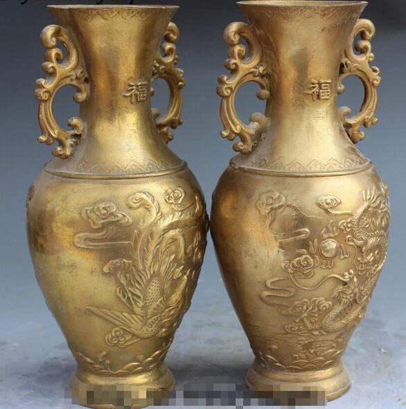 SUIRONG1129 + 9 &quotКитайский дракон феникс птица играть шарик цветок бутылка ваза пара -