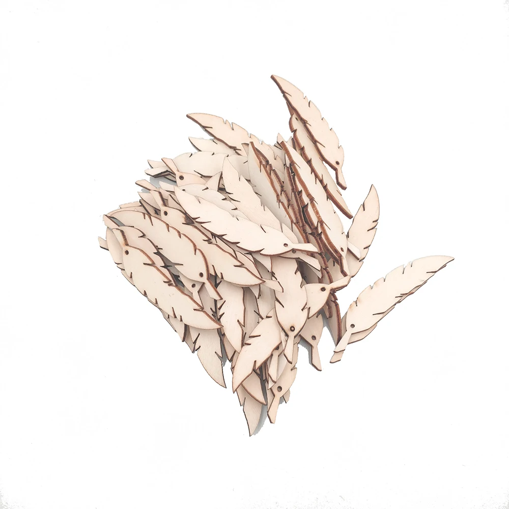 50 шт. перо Форма лазерная резка дерева украшение Деревянный крафт Свадебный