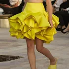 Желтые повседневные юбки для выпускного вечера, многоярусные короткие женские юбки, сделанные на заказ сексуальные модные мини Коктейльные юбки на заказ