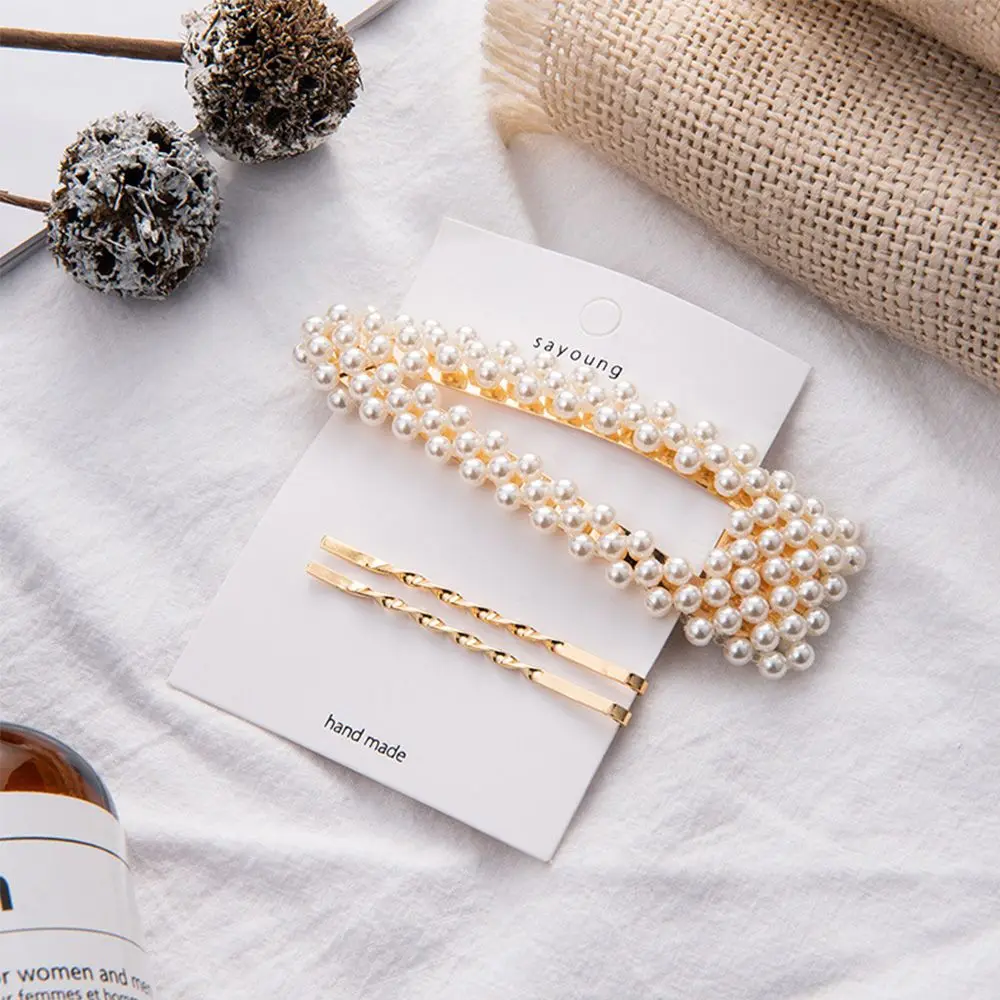 Металлическая заколка для волос с жемчугом 3 шт./компл. аксессуары