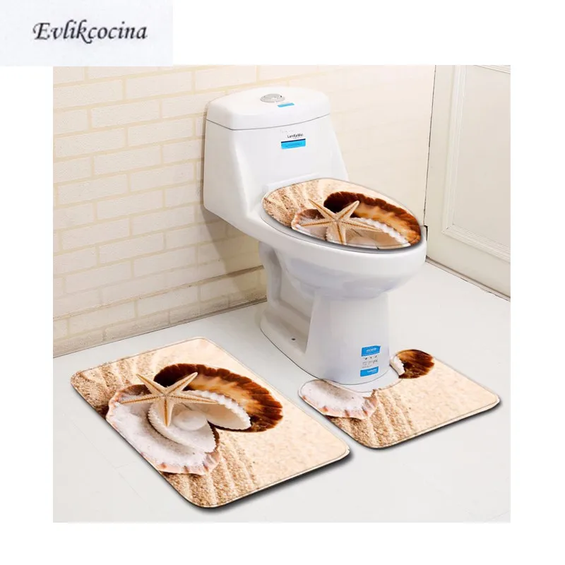 

Бесплатная доставка, 3 шт., морские ракушки, пляжные жемчужины, тенты, коврик для ванной комнаты, Набор ковриков для ванной комнаты, коврик для ванной комнаты