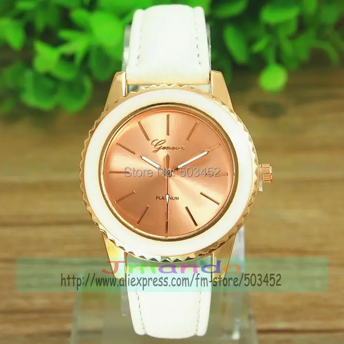 100 шт./лот Модные женские кварцевые наручные часы с кожаным ремешком простые