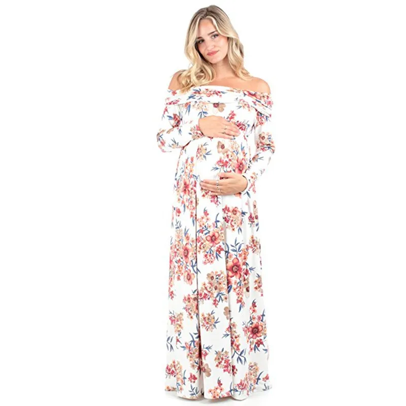 

Women's Cowl Neck Over The Shoulder Ruched Maternity Nursing Dress for pregnancy women Elegant gown pregnant clothes