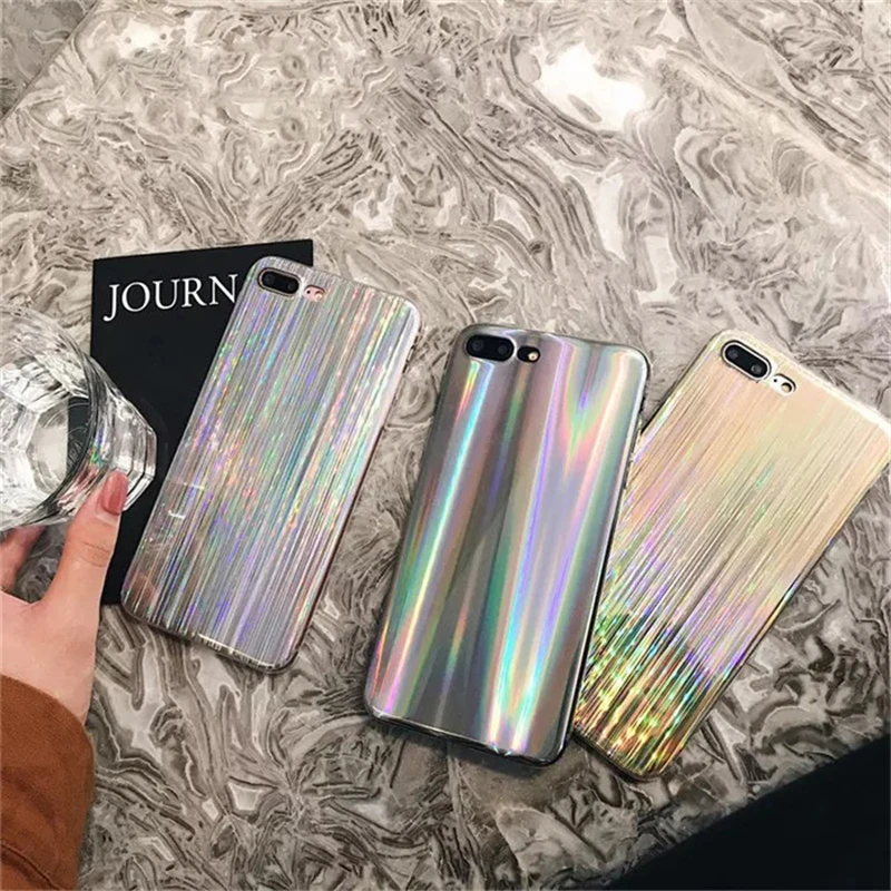 Роскошный Радужный блестящий чехол для телефона iPhone 5 5S SE 6 6S 7 8 Plus X Cool Laser Colorful Shining