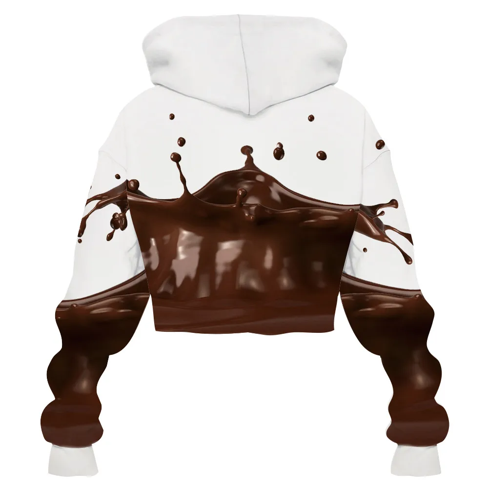 Женские спортивные толстовки с капюшоном шоколадный 3D принт свободный