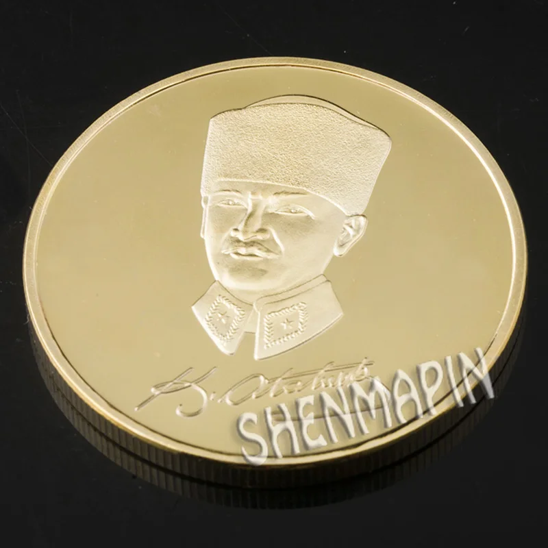Турецкий президент Мустафа Кемаль Ататюрк памятная монета "Ataturk отец Турции" наградная монета турецкие коллекционные монеты