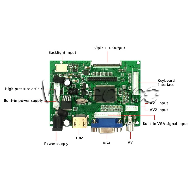 ЖК панель A070VW04 V0 TFT 7 дюймов 800*480 с платой контроллера VGA 2AV|ЖК-экраны и панели для