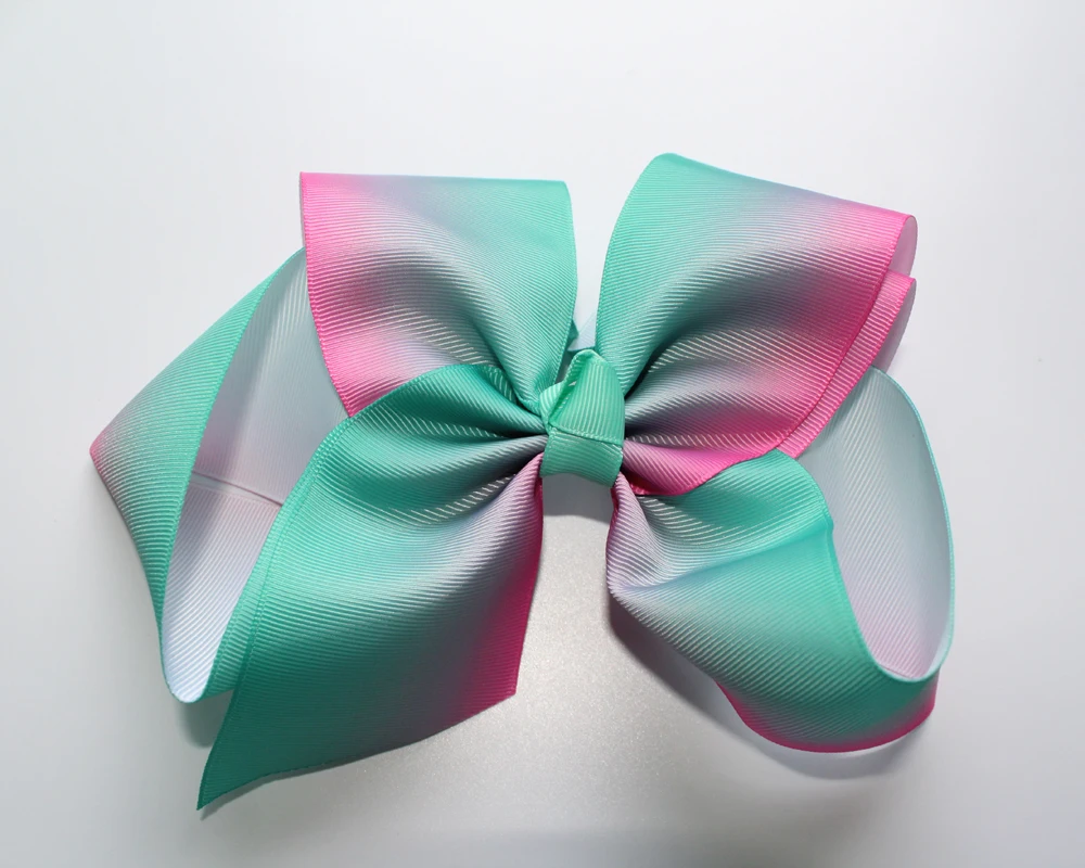 Least JO 8'' grosgrain ribbon hair bows clips boutique rainbows bow girls hairbow For Teens Gift 1pcs ONLY | Детская одежда и
