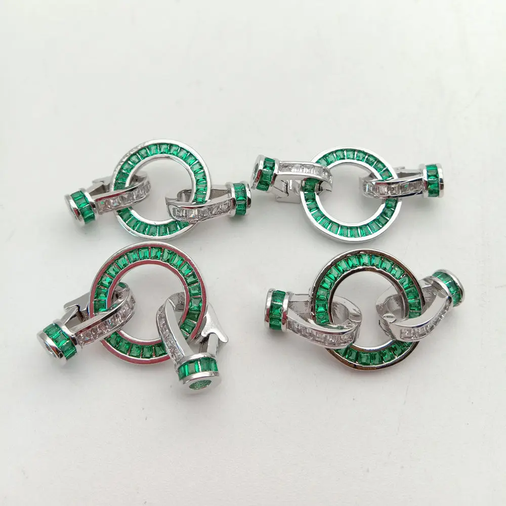 2pcs Cubic Zircon Micro pave circle clasp 16x30mm golden plated | Украшения и аксессуары