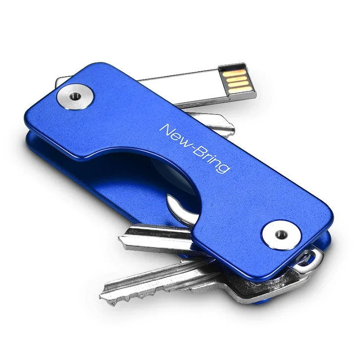 NewBring G2 держатель для ключей Алюминиевый металлический кошелек мужской Автомобильный держатель для ключей умная ключница органайзер для ключей брелок-Органайзер - Цвет: Blue