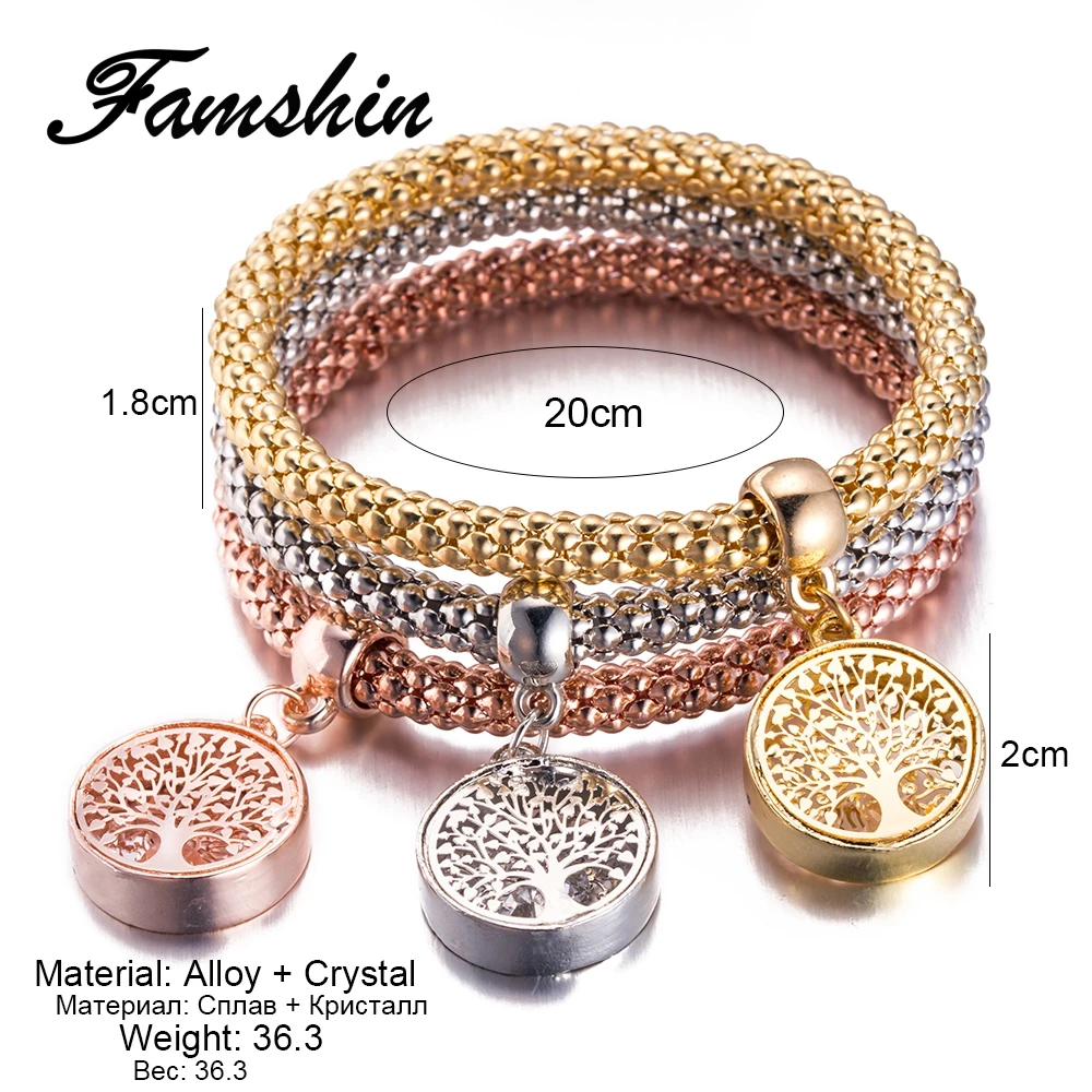 FAMSHIN 3 шт./компл. Винтажный дизайн австрийские стразы золотой цвет подвеска