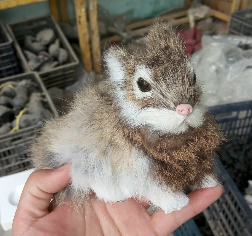 

Игрушечный Кролик, реалистичный и натуральный мех, около 14x10 см, модель кролика цвета хаки, украшение для дома, подарок t076