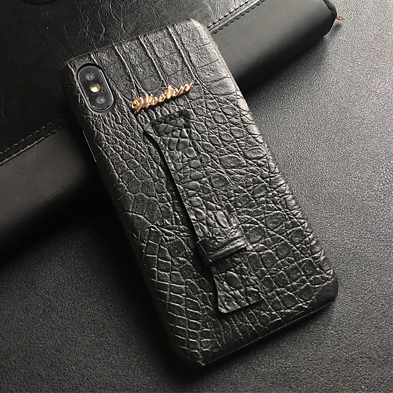 Роскошный чехол из искусственной кожи для iPhone 11 Pro Max 6s 6 7 8 Plus X XS Max XR узор из крокодиловой кожи Ремешок на руку Твердый чехол на заднюю панель чехол s
