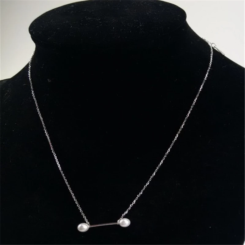 Jsmpfy стерлингового серебра 925 простой двойной с жемчужным кулоном Цепочки и