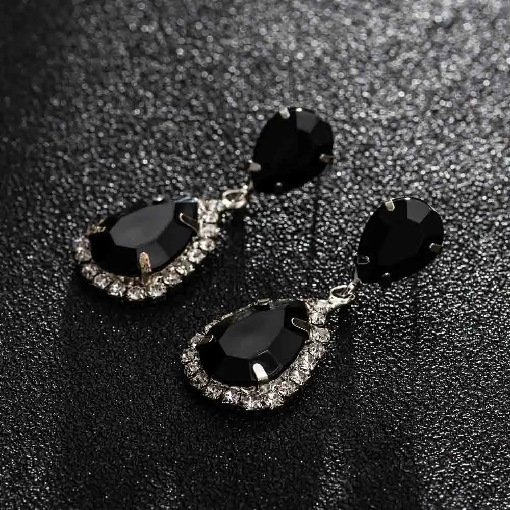 silver black YFJEWE серьги для невесты Косметика Geo ZhaoHao популярный горный хрусталь Кристал капля серьги для свадебного платья мода балдпат# E043 - Окраска металла: silver black