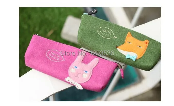 New Cute Wool Felt Soft Pencil Pen Case Cosmetic Bag Coin Purse Pouch Zipper pencil case Multicolor Free Shipping TH0018|bag side|bag badbag roll |