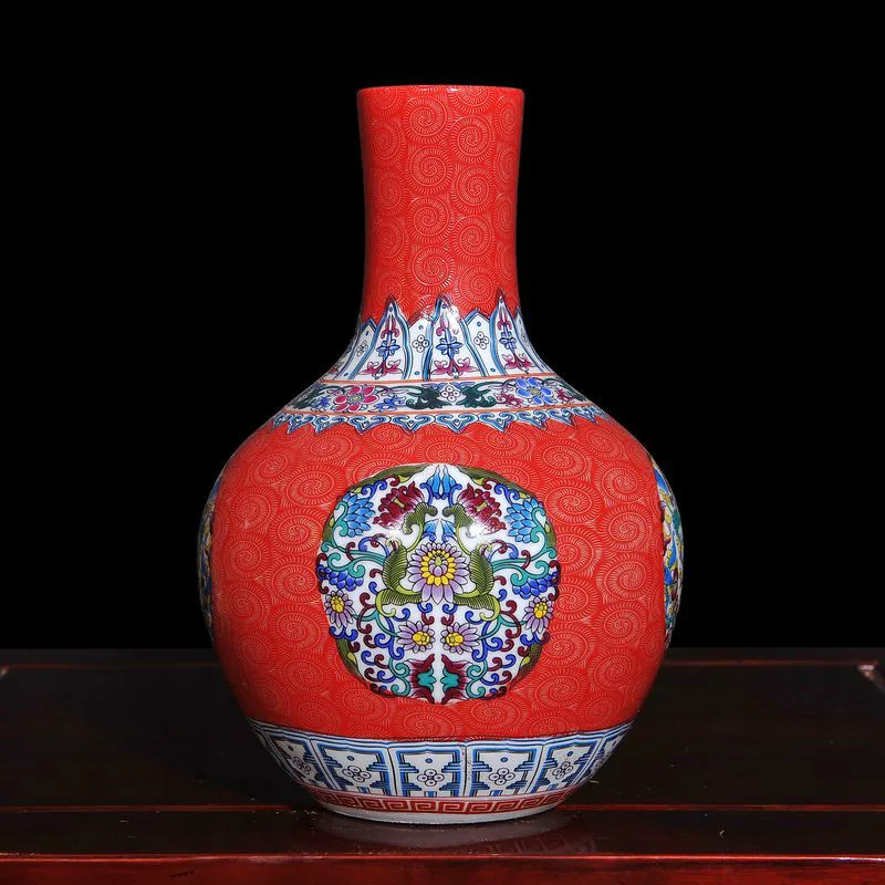 Цзиндэчжэнь античный эмаль цветок фарфора Вазы Домашний Декор красочные ручной