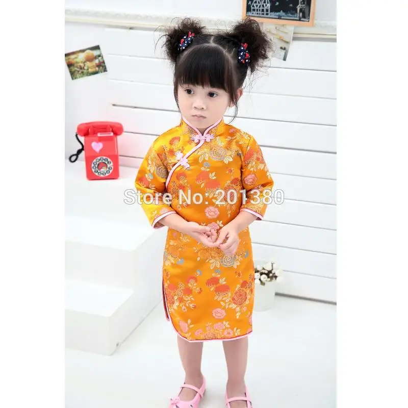 Золотое летнее платье для девочек модная детская одежда традиционное китайское