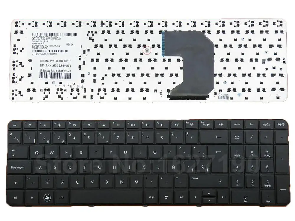 SP/испанская клавиатура для ноутбуков HP Pavilion G7 BLACK PN:AER18P00310 633736 071 646568 новая с|keyboard for