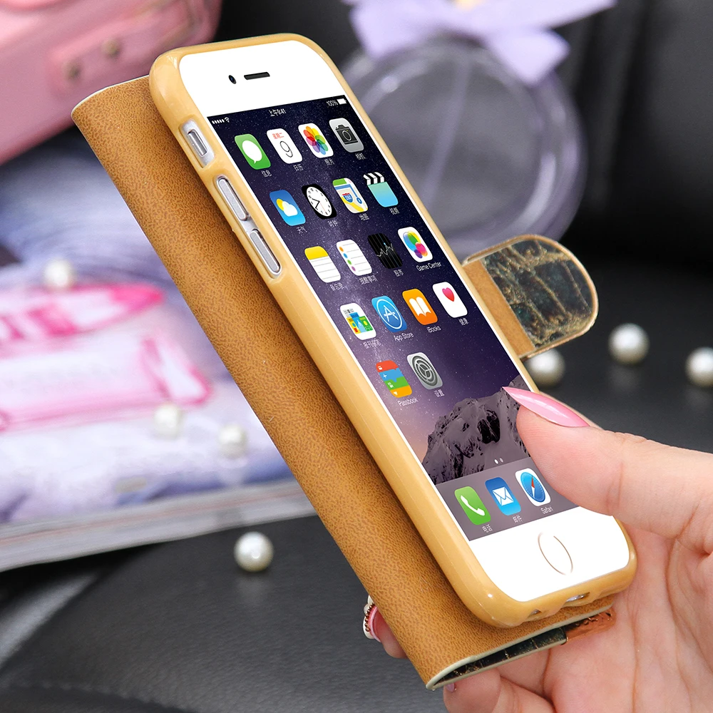 Чехол KISSCASE Bling для iPhone 6 6S Plus Ретро из искусственной кожи 6s Магнитный флип чехол с