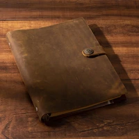handmade travelers note book notebook brown genuine leather cowhide leather diary vintage loose leaf planner sketchbook