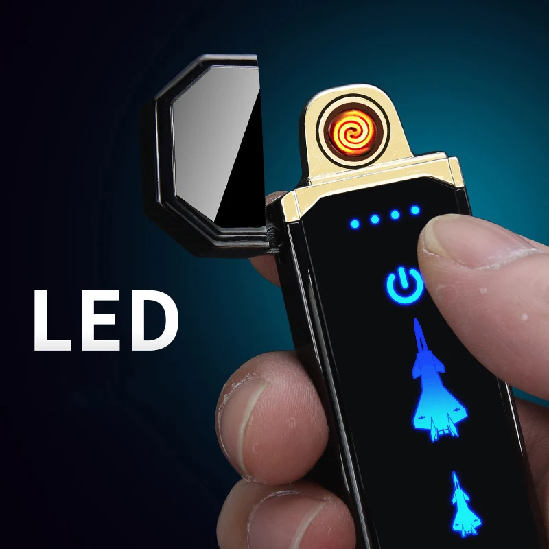 Ветрозащитная ультратонкая Зажигалка Usb Аккумуляторная с сенсорным экраном