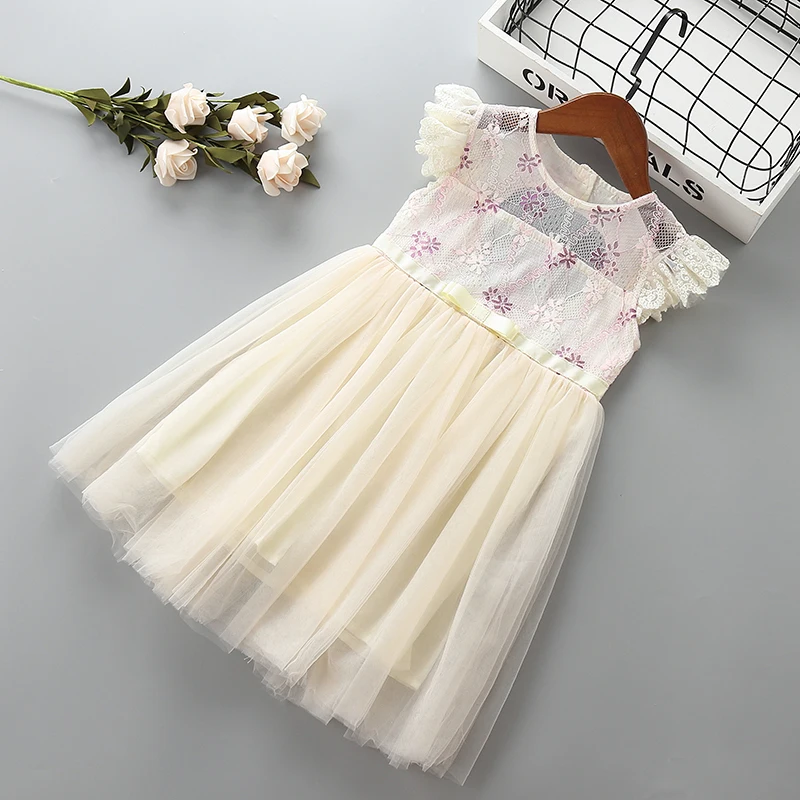 0-6 years High quality girl dress 2019 new summer lace mesh solid kid children clothing party formal princess | Детская одежда и