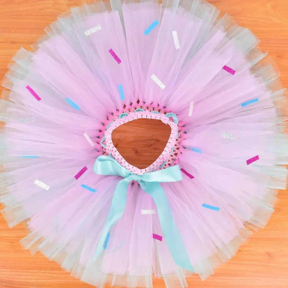 Candy Donuts Fluffy Tutu Skirt Baby Girls Birthday Party Tutus Newborn Photo Props Infant Dance Costume Pink Skirt For School