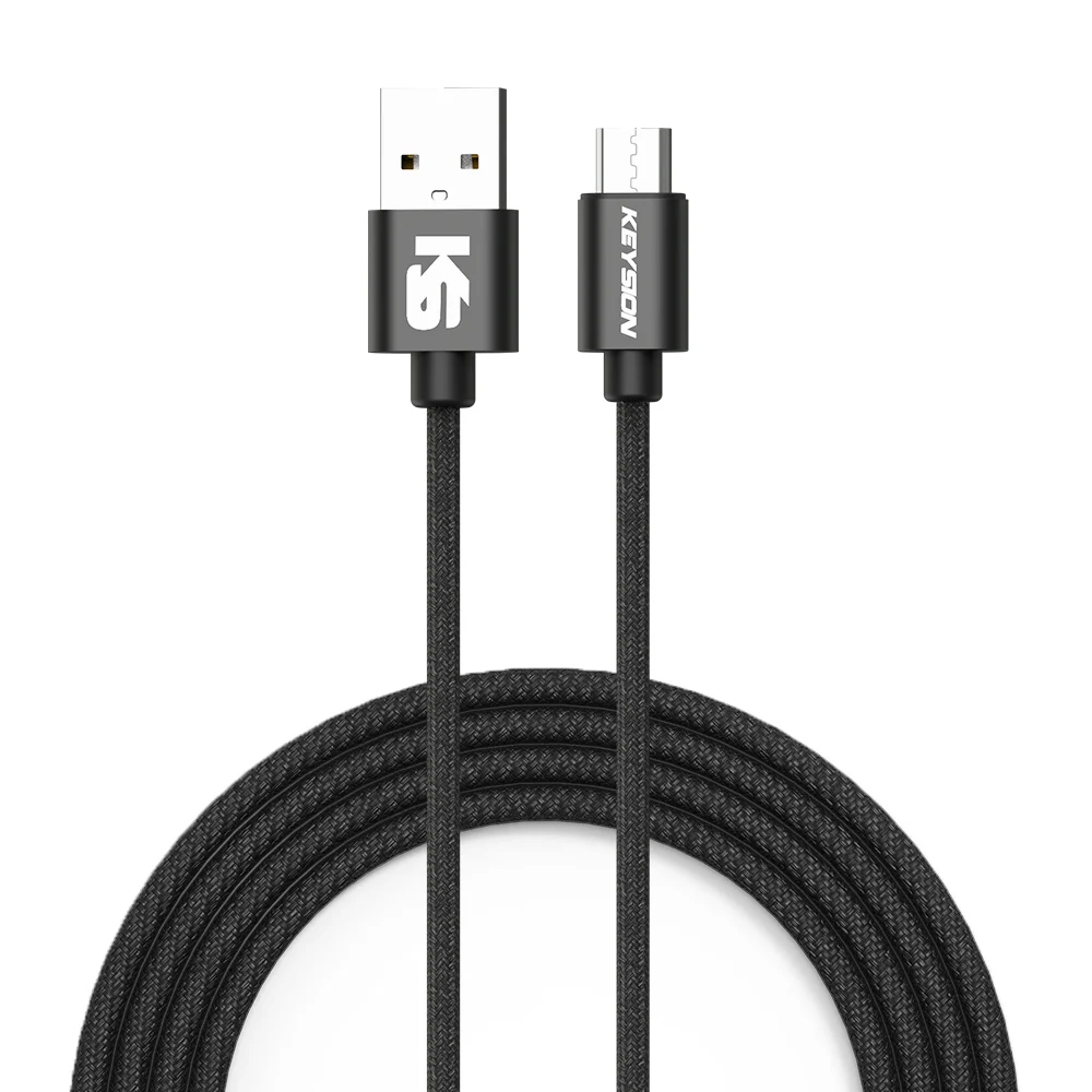 Черный KEYSION Micro USB кабель 2a нейлон Быстрая зарядка USB кабель для передачи данных для samsung Xiaomi LG планшет Android мобильный телефон usb зарядный шнур - Цвет: Черный
