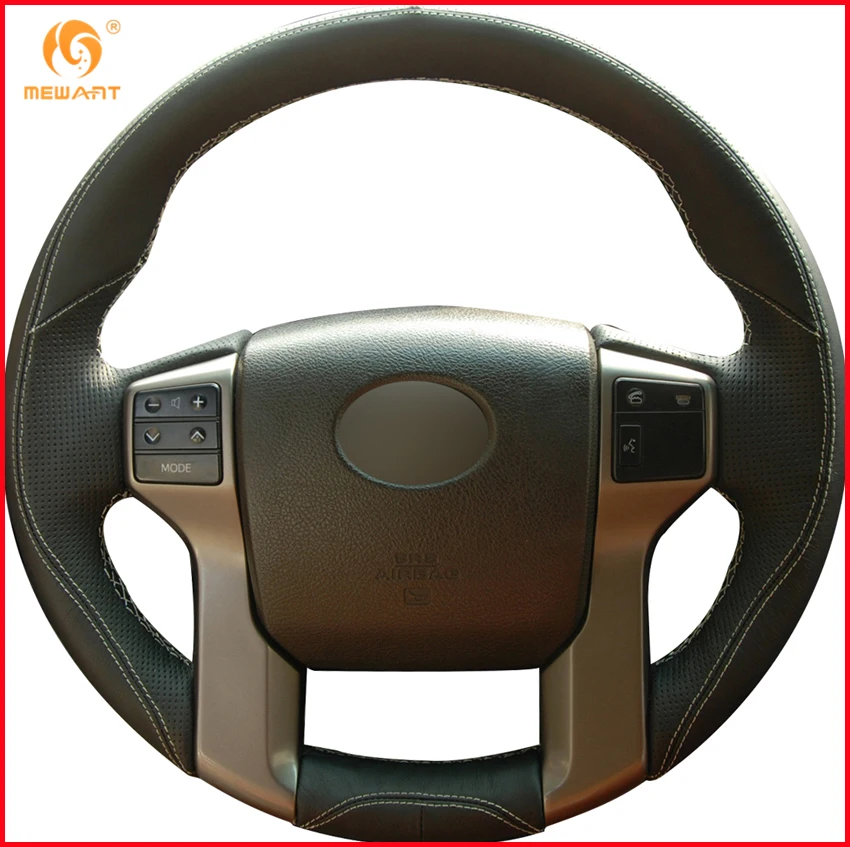 Черный кожаный чехол руль для Toyota Land Cruiser Prado 2010- Tundra 2013- Tacoma 2011- 4runner 2010