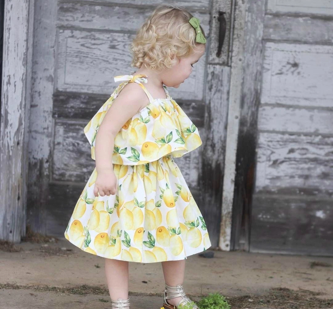 Pudcoco одежда для малышей девочки дети платье-пачка Галстуки Плоды лимона узор
