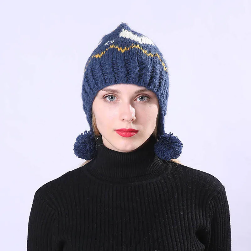 Новинка 2018 года Модная Повседневная зимняя теплая шапка с помпонами теплые